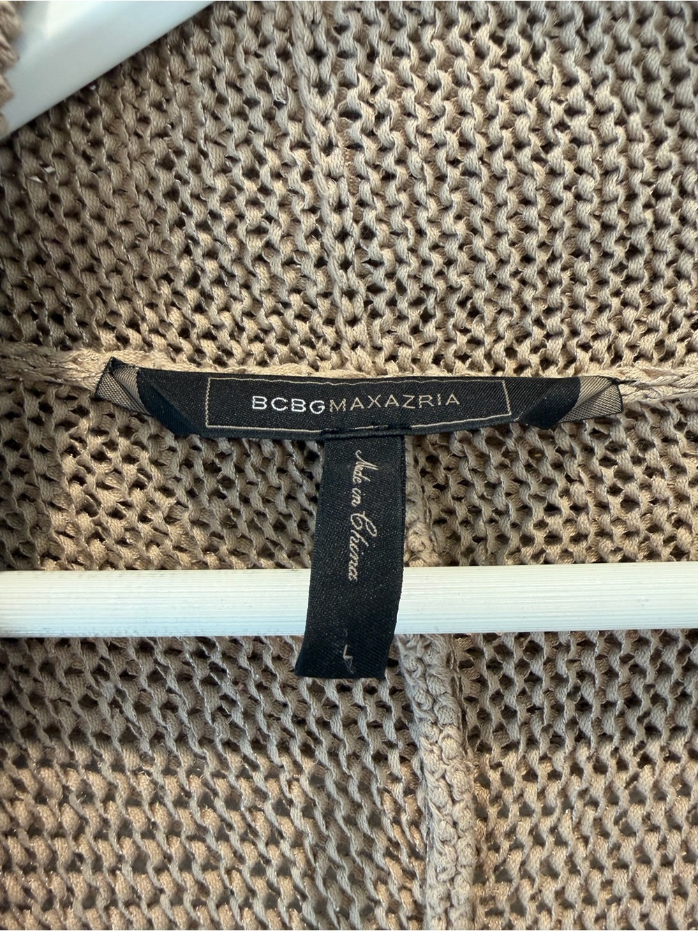 Like New - BCBGMaxAzria Ruched Open-Front Cardigan in Taupe Brown (L) - Picture 3 of 6